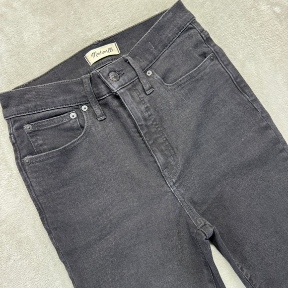 Madewell‎ Jeans Women's  27 Cali Demi Boot Black Wash Distressed Denim High Rise - Picture 1 of 16